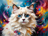 Expressive Ragdoll Cat in Dream State with Passionate Hues Art Print