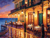 Impressionistic Art of a Dreamy Seaside Cafe with Lanterns and Distant Guitar Sound