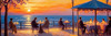 Impressionistic Art of a Dreamy Seaside Cafe with Lanterns and Distant Guitar Sound