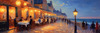 Impressionistic Art of a Dreamy Seaside Cafe with Lanterns and Distant Guitar Sound