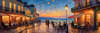 Impressionistic Art of a Dreamy Seaside Cafe with Lanterns and Distant Guitar Sound