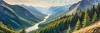 Printable Art of Realistic Mountain Landscape with Eagle's-Eye View of Forests and Rivers
