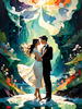 Enchanted Cove with Dancers under Aurora - Romantic Landscape Art