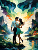 Enchanted Cove with Dancers under Aurora - Romantic Landscape Art