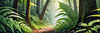 Enchanted Forest Art with Soft Green Light Filtering Through Dense Ferns