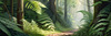 Enchanted Forest Art with Soft Green Light Filtering Through Dense Ferns