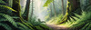 Enchanted Forest Art with Soft Green Light Filtering Through Dense Ferns