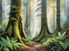 Misty Old-Growth Rainforest with Moss-Covered Trees and Vibrant Ferns Wall Art