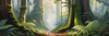 Misty Old-Growth Rainforest with Moss-Covered Trees and Vibrant Ferns Wall Art