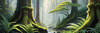 Misty Old-Growth Rainforest with Moss-Covered Trees and Vibrant Ferns Wall Art