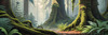 Misty Old-Growth Rainforest with Moss-Covered Trees and Vibrant Ferns Wall Art