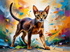 Expressive Abyssinian Cat Art with Fur Ablaze in Passion