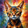 Expressive Abyssinian Cat Art with Fur Ablaze in Passion