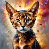 Expressive Abyssinian Cat Art with Fur Ablaze in Passion