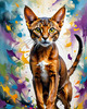 Expressive Abyssinian Cat Art with Fur Ablaze in Passion