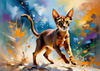 Expressive Abyssinian Cat Art with Fur Ablaze in Passion