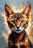 Expressive Abyssinian Cat Art with Fur Ablaze in Passion