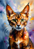 Expressive Abyssinian Cat Art with Fur Ablaze in Passion