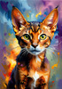 Expressive Abyssinian Cat Art with Fur Ablaze in Passion
