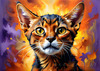 Expressive Abyssinian Cat Art with Fur Ablaze in Passion