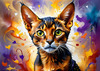 Expressive Abyssinian Cat Art with Fur Ablaze in Passion