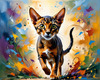 Expressive Abyssinian Cat Art with Fur Ablaze in Passion