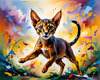 Expressive Abyssinian Cat Art with Fur Ablaze in Passion