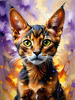 Expressive Abyssinian Cat Art with Fur Ablaze in Passion