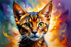Expressive Abyssinian Cat Art with Fur Ablaze in Passion