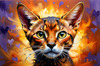 Expressive Abyssinian Cat Art with Fur Ablaze in Passion