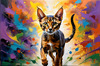 Expressive Abyssinian Cat Art with Fur Ablaze in Passion