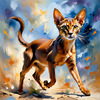 Expressive Abyssinian Cat Art with Fur Ablaze in Passion