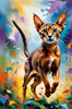 Expressive Abyssinian Cat Art with Fur Ablaze in Passion