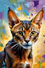 Expressive Abyssinian Cat Art with Fur Ablaze in Passion