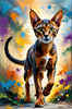 Expressive Abyssinian Cat Art with Fur Ablaze in Passion