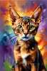 Expressive Abyssinian Cat Art with Fur Ablaze in Passion