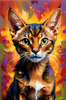 Expressive Abyssinian Cat Art with Fur Ablaze in Passion