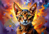 Expressive Abyssinian Cat Art with Fur Ablaze in Passion