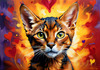 Expressive Abyssinian Cat Art with Fur Ablaze in Passion