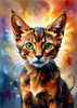 Expressive Abyssinian Cat Art with Fur Ablaze in Passion