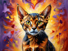 Expressive Abyssinian Cat Art with Fur Ablaze in Passion