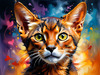Expressive Abyssinian Cat Art with Fur Ablaze in Passion