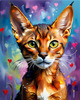 Expressive Abyssinian Cat Art with Fur Ablaze in Passion