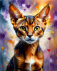 Expressive Abyssinian Cat Art with Fur Ablaze in Passion