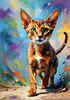 Expressive Abyssinian Cat Art with Fur Ablaze in Passion