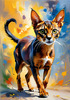 Expressive Abyssinian Cat Art with Fur Ablaze in Passion