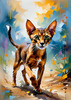 Expressive Abyssinian Cat Art with Fur Ablaze in Passion