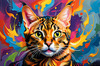 Expressive Bengal Cat Roar Art Print - Symbol of Freedom