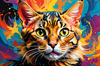 Expressive Bengal Cat Roar Art Print - Symbol of Freedom