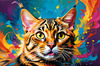 Expressive Bengal Cat Roar Art Print - Symbol of Freedom